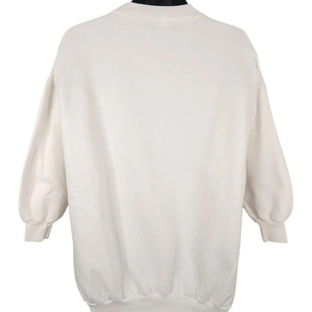 Vintage Christmas Sweatshirt Mens Size XL White 80s 90s Reindeer Tinsel - Picture 5 of 7